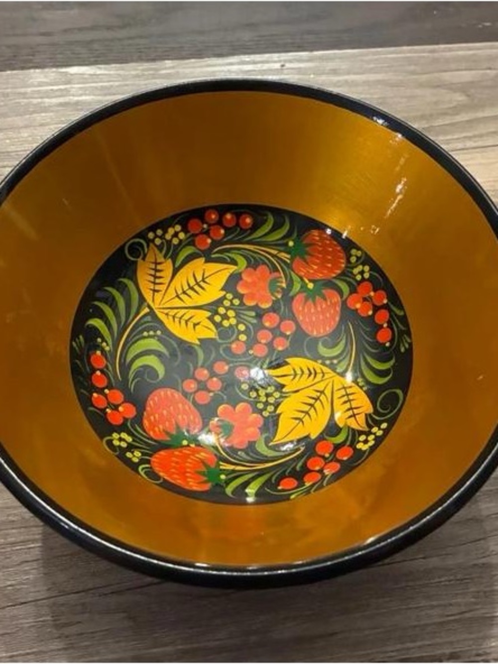 Handcrafted Yellow and Black Decorative Serving Bowl with Floral Motif